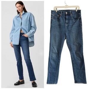 GAP Women's Tall Classic High Rise Straight Leg Jeans Blue Wash Size 12 31 Long